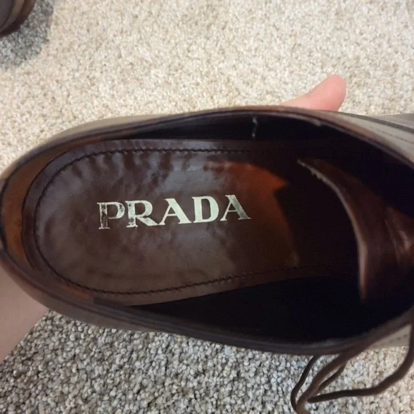 PRADA Brown Leather Cap Toe Oxfords - sz. 7.5 US / UK 7 EE
